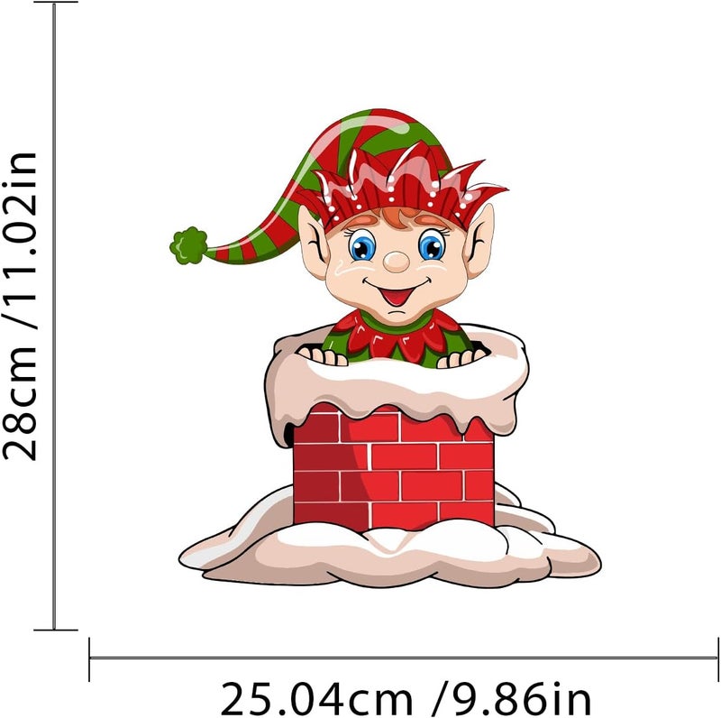 Iprokiu Christmas Toilet Sticker Chimney Santa Claus Reindeer Elf Toilet Seat Cover Decal Home Decor Waterproof Christmas Wall Sticker Elk Toilet Seat Lid Decal (Elf) - Image 4